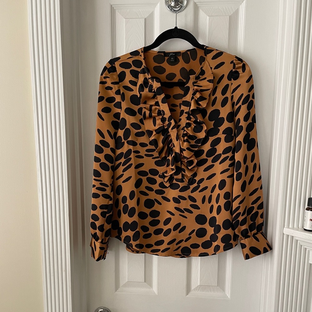 J Crew ruffle neck blouse